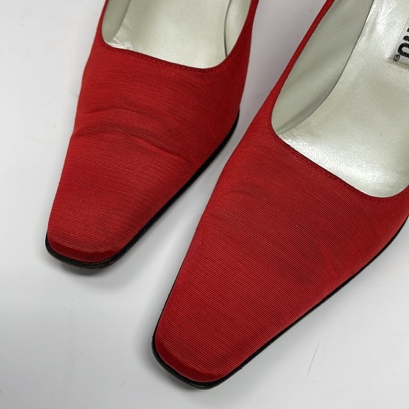 Moschino Red Fabric Question Mark Pumps Vintage - Picture 7 of 15